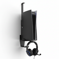 PS5 vertical stand wall mount with headset bracket — black — Trendvault